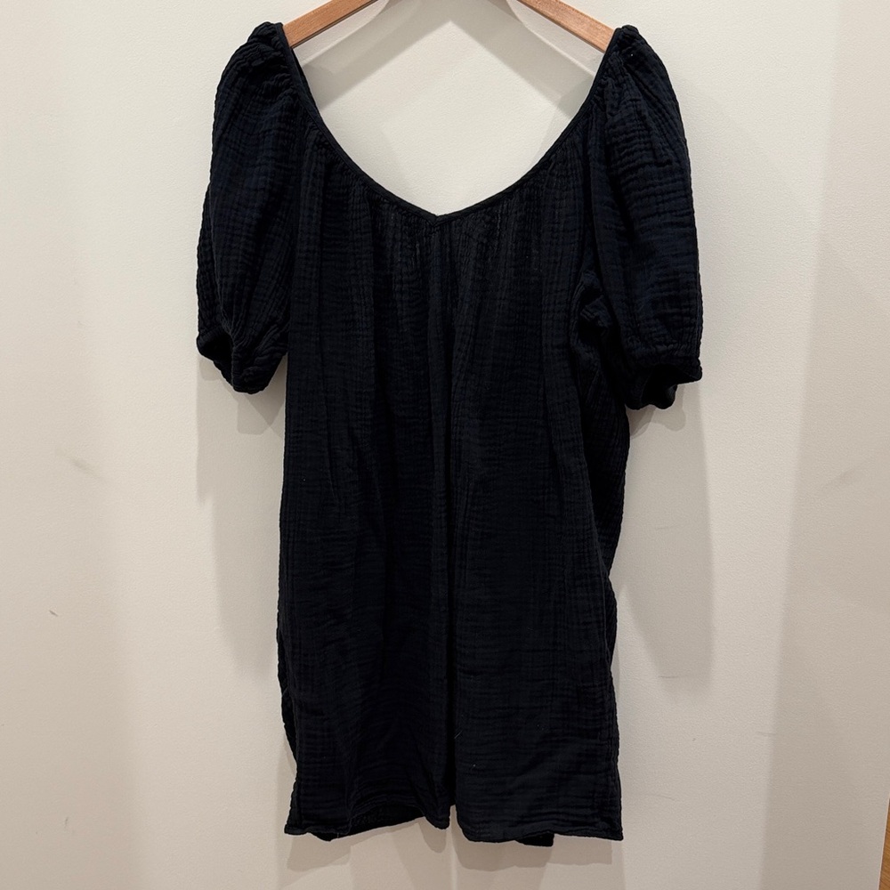 Mara Hoffman Black Textured Blouse